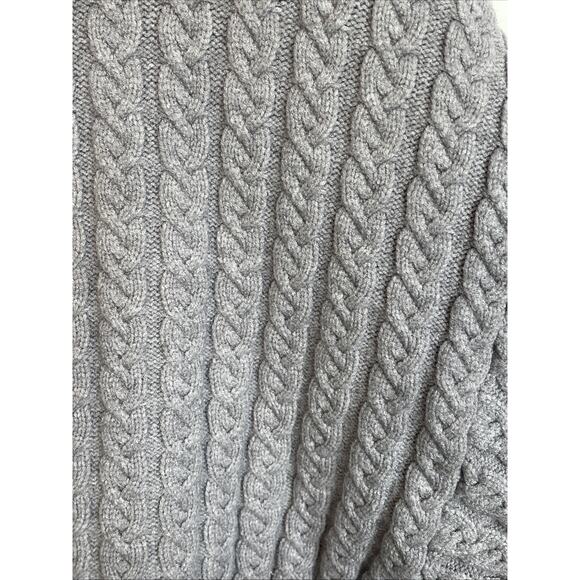Elie. Tahari Women's Gray Cable Knit Turtleneck Sweater Sz L Balloon Slvs Cozy - Picture 7 of 11